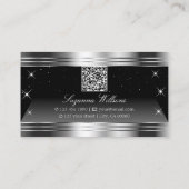 Smart Black Silver Shimmer Randen met QR-code Visitekaartje (Achterkant)