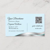Smart Blauwgroen Wavy Silver Decor met Initialen Q Visitekaartje (Achterkant)