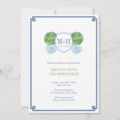 Smart Blue en Green Monogram Brunch met Passen get Kaart (Voorkant)