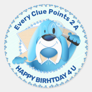 Smart Blue Hound Cartoon Detective   Partij Ronde Sticker