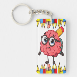 Smart Brain Acryl Sleutelhanger - Schattige Terug 
