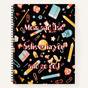 Smart Brain Cartoon Zwart Notitieboek voor kindere