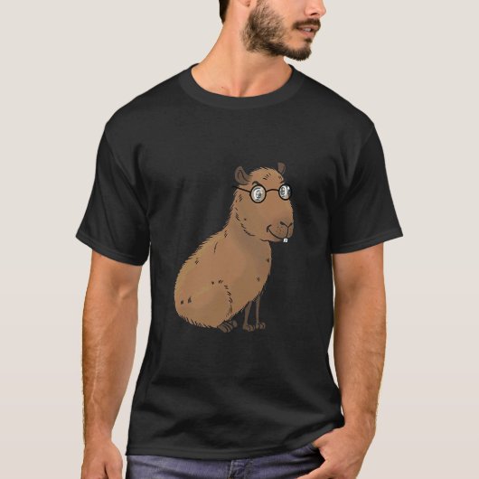Smart Capybara met Bril Work Outfit Home Office T-shirt (Voorkant)