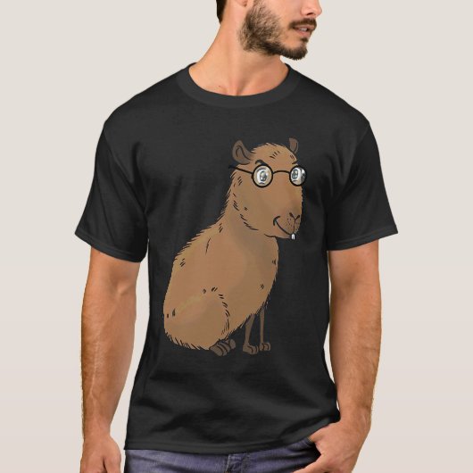 Smart Capybara with Glasses Work Outfit Home offic T-shirt (Voorkant)