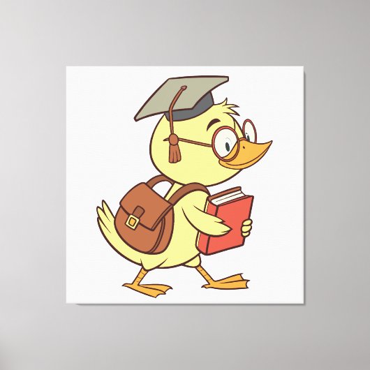 Smart Cartoon Duck Student Afstuderen Canvas Afdruk (Voorkant)