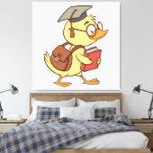 Smart Cartoon Duck Student Afstuderen Canvas Afdruk (Insitu (Slaapkamer))