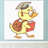 Smart Cartoon Duck Student Afstuderen Canvas Afdruk (Insitu (Houten vloer))