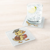 Smart Cartoon Duck Student Afstuderen Glazen Onderzetter (Schuin)