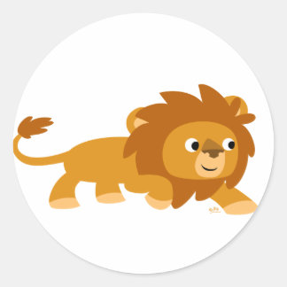 Smart Cartoon Lion autocollant rond