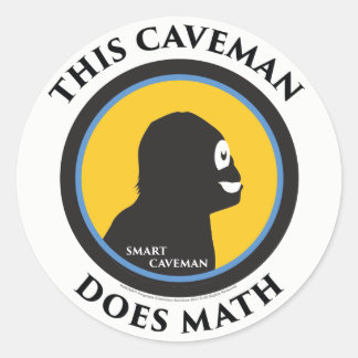 Smart Caveman Stickers: Deze holbewoner doet Wisku Ronde Sticker