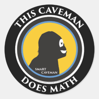 Smart Caveman Stickers: Deze holbewoner doet Wisku Ronde Sticker