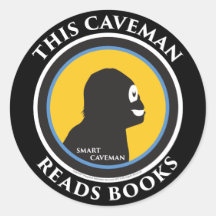 Smart Caveman Stickers: Deze holbewoner leest boek