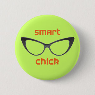 Smart Chick Geek Eyeglasses Ronde Button 5,7 Cm