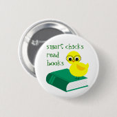 Smart Chicks Read Books Ronde Button 5,7 Cm (Voorkant /achterkant)