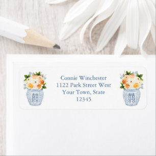 Smart Chinoiserie Herfst Florals Return Address Etiket