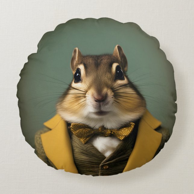 Smart Chipmunk Rond Kussen (Voorkant)