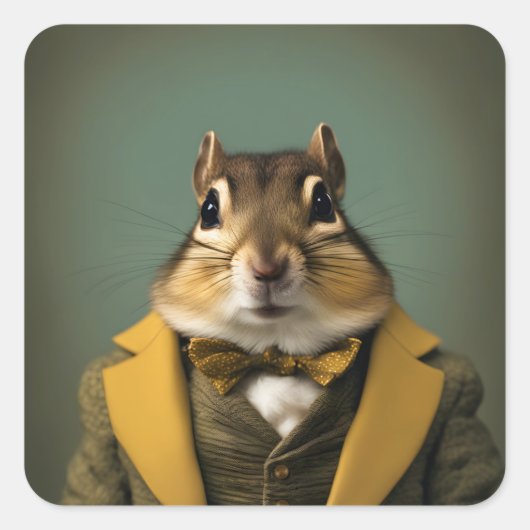Smart Chipmunk Vierkante Sticker (Voorkant)