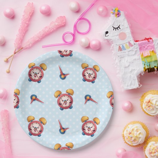 Smart Clock Collectie - Blauw papier Borden Papieren Bordje (Feest)