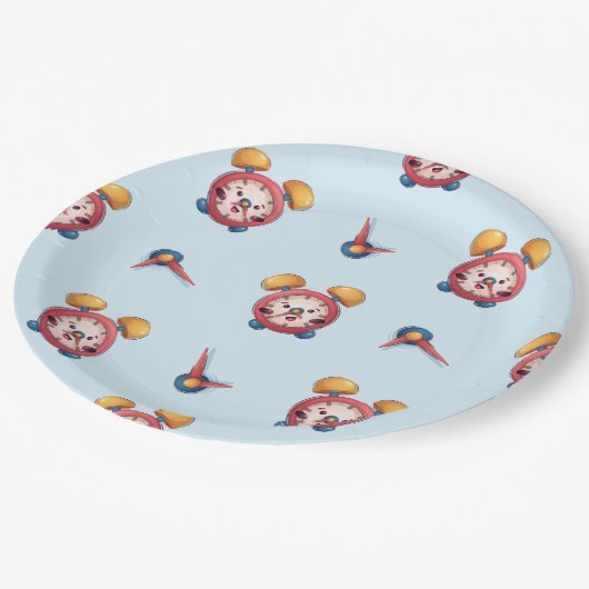 Smart Clock Collectie - Blauw papier Borden Papieren Bordje (Gekanteld)