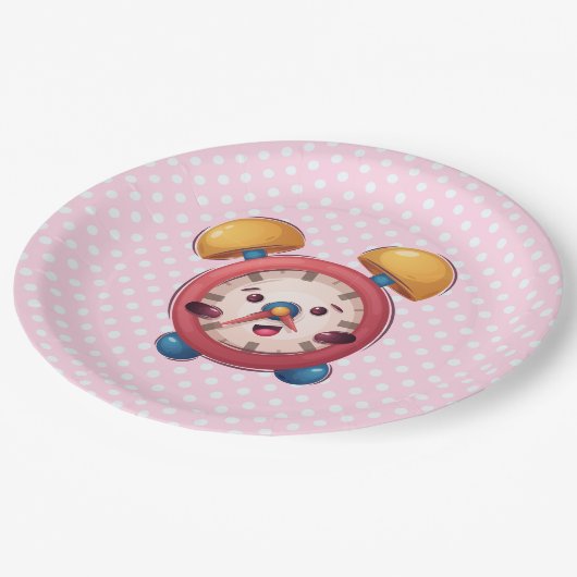 Smart Clock Collectie - roze papieren Borden Papieren Bordje (Gekanteld)