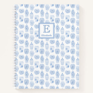 Smart College Girl Blue en White Monogram Notitieboek