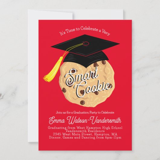 Smart Cookie Graduation Party Red Invitation (Devant)