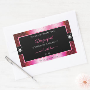 Smart Crimson Pink Black Brilliants Productlabel Rechthoekige Sticker