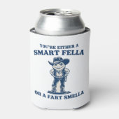 Smart Fella or Fart Smella Retro Frog Meme Funny Blikjeskoeler (Blikje Voorkant)