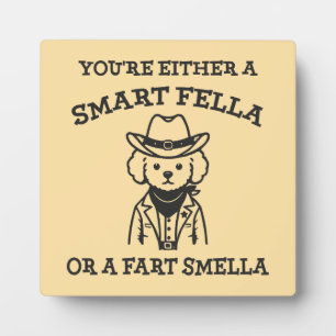 Smart Fella vs Fart Smella - Grappige Cowboy Hond Fotoplaat