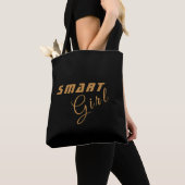 Smart Girl Tekst Grafische Zwarte Canvas tas (Dichtbij)