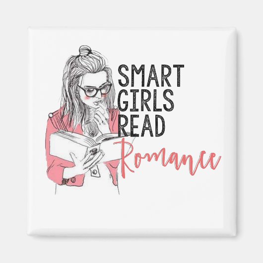 Smart Girls Lees Romance Vierkante Magneet (Voorkant)