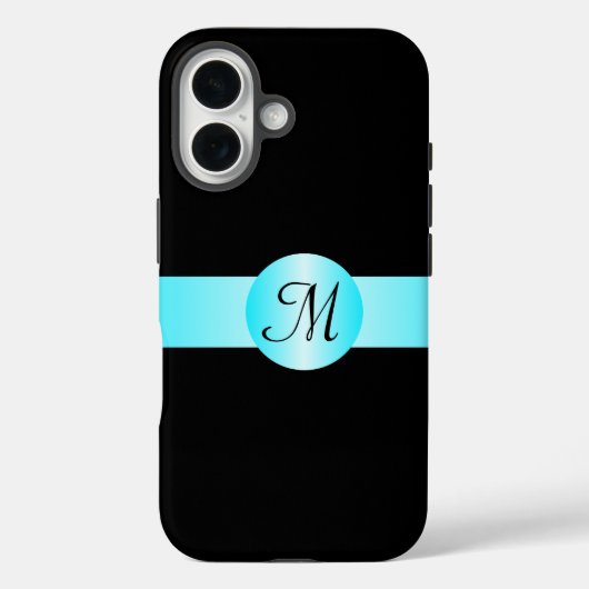Smart Minimalist Blue Circle Monogrammed Case-Mate iPhone Case (Achterkant)