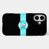 Smart Minimalist Blue Circle Monogrammed Case-Mate iPhone Case (Achterkant (horizontaal))