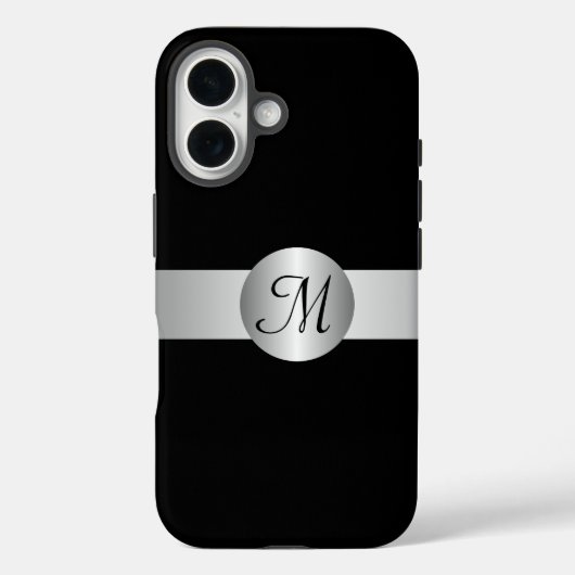 Smart Minimalist Silver Circle Monogrammed Case-Mate iPhone Case (Achterkant)