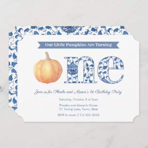 Smart Pumpkin Twins 1e verjaardag Kaart