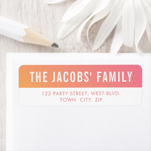 SMART stijlvolle moderne ombre roze gele gradiënt Etiket (Insitu)