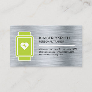 Smart Watch Heart Monitor   Metalen achtergrond Visitekaartje