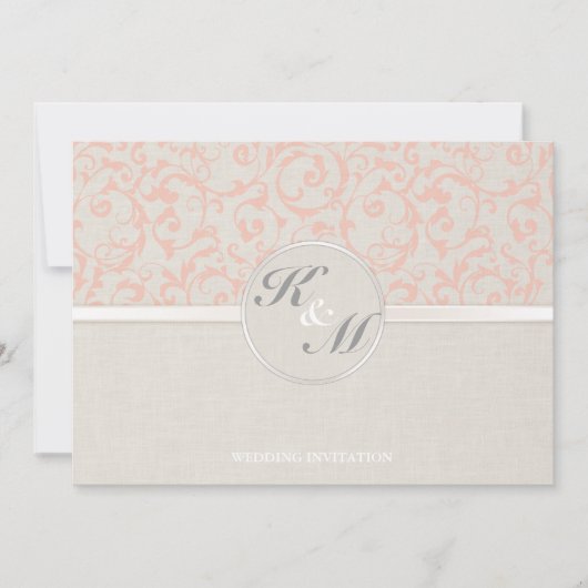 SmartElegance Coral Wedding Invitation (P) Kaart (Voorkant)