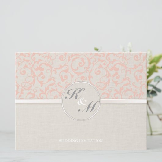 SmartElegance Coral Wedding Uitnodiging (Staand voorkant)