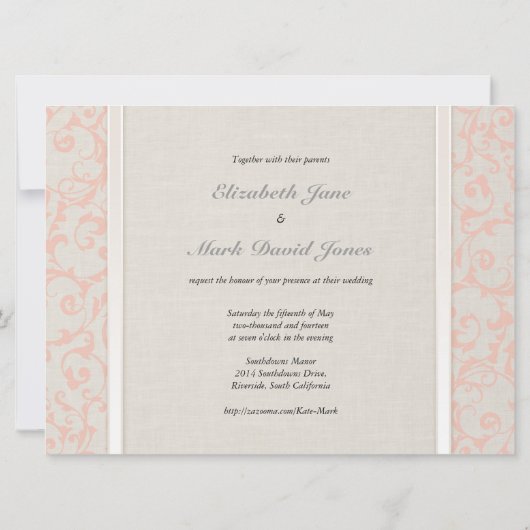 SmartElegance Coral Wedding Uitnodiging (Achterkant)