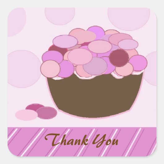 Smartie Cupcake Bedankt Vierkante Sticker (Voorkant)