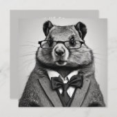 SmartPants GroundHog uitnodiging (Voorkant / Achterkant)