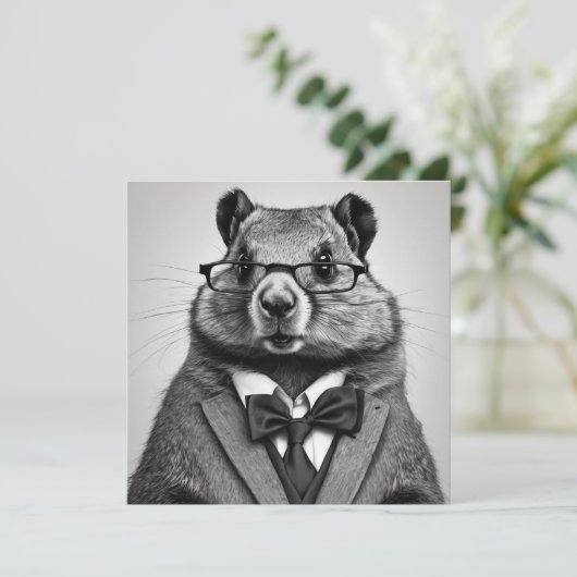 SmartPants GroundHog uitnodiging (Staand voorkant)