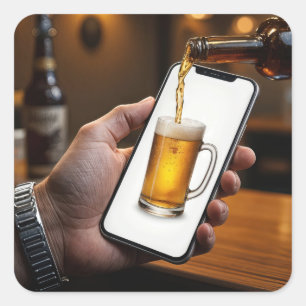 Smartphone Bier Mok Vierkante Sticker