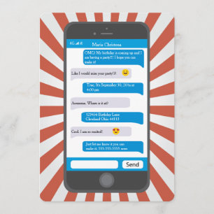 Smartphone Emoji Teen die Birthday Uitnodiging sms