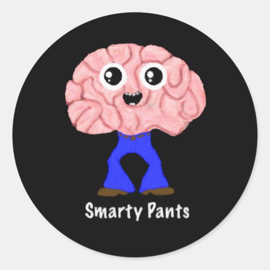 Smarty Pants Brain Ronde Sticker (Voorkant)