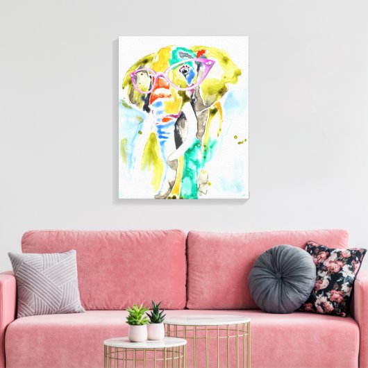Smarty-Pants Elephant Canvas Afdruk (Insitu (Woonkamer))