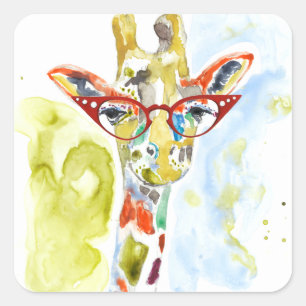 Smarty-Pants Giraffe Vierkante Sticker