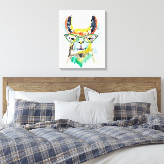 Smarty-Pants Llama Canvas Afdruk (Insitu (Slaapkamer))