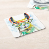 Smarty-Pants Llama Vierkante Kartonnen Onderzetter (Schuin)